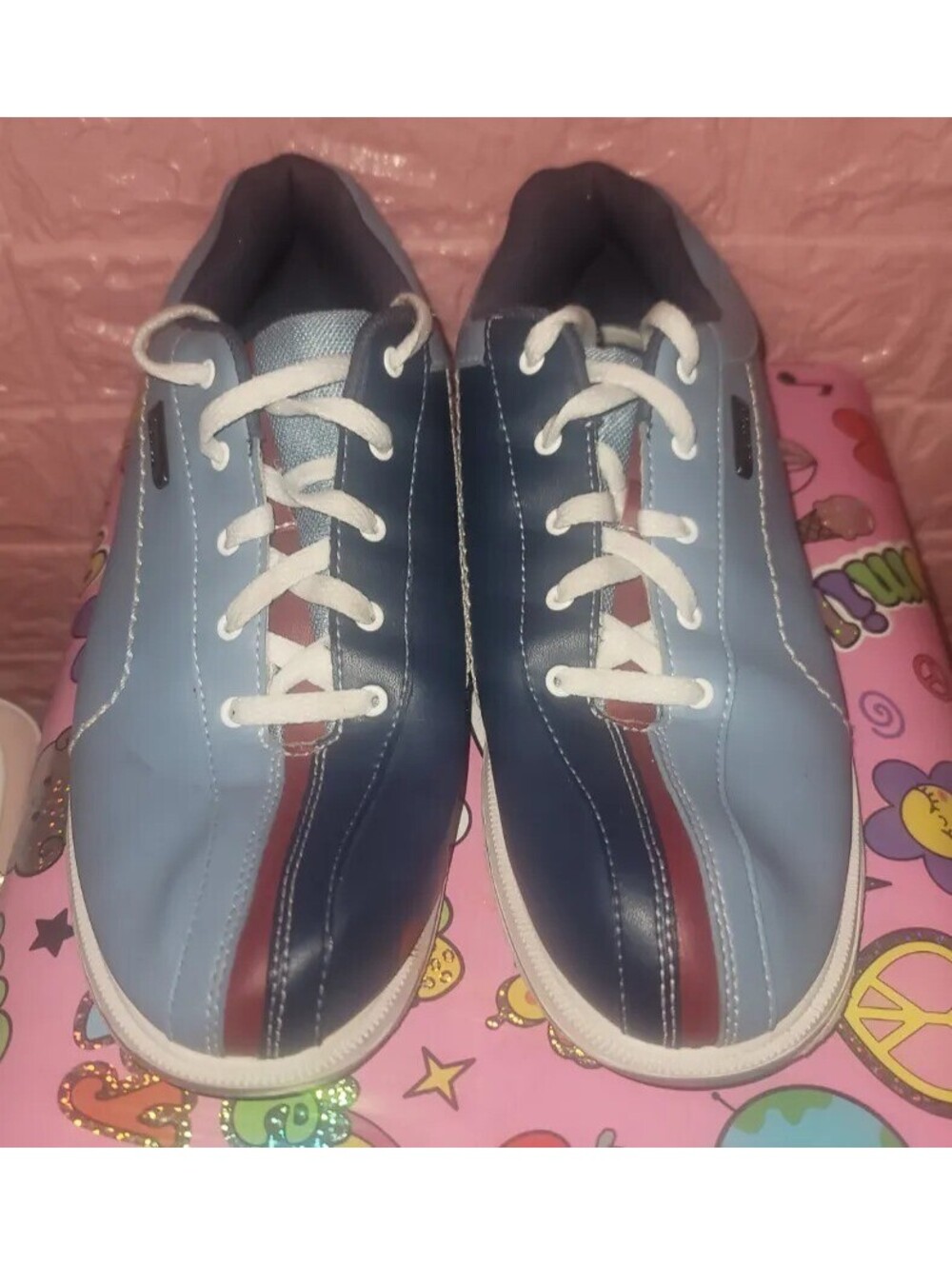 DEXTER BOWLING SHOES MENS BLUE RED WHITE SLIDE RITE LACE UP ATHLETIC SIZE: 10
